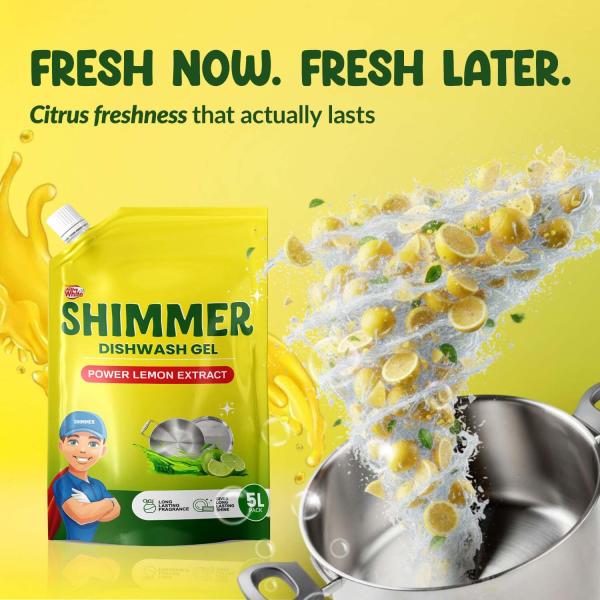 Shimmer Dishwash Gel – 5L Family Pack | Powerful Lemon Action for Tough Grease grocery