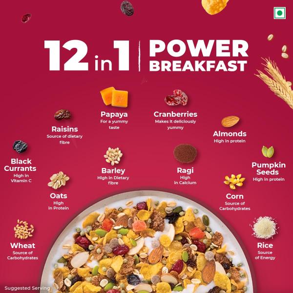 Kellogg's Muesli Fruit Nut & Seeds | 12-In-1 Power Breakfast | India'S No 1 Muesl grocery