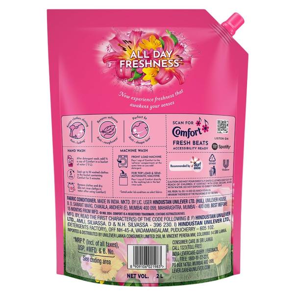 Comfort Lily Fresh Fabric Conditioner 2 L Refill Pack|| After Wash Liquid Fabric Softener - For Softness GROCERY