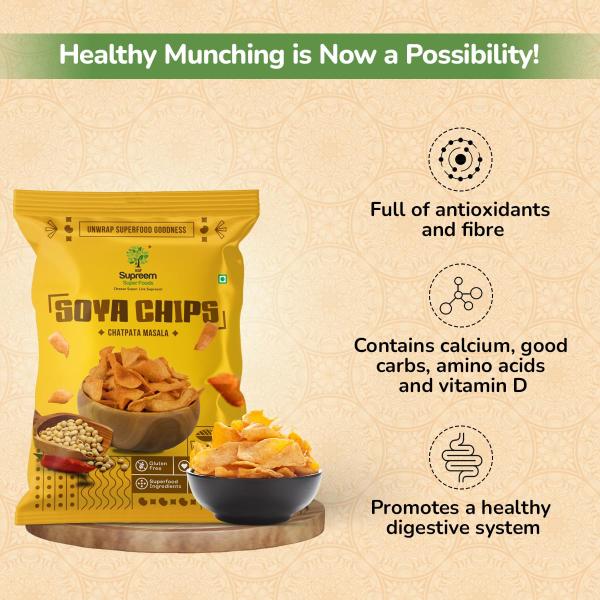 Supreem Super Foods Soya Chips | Roasted Soya Chips | Healthy Soy Chips Snack   grocery