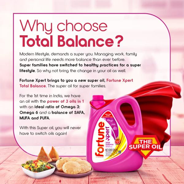 Fortune Xpert Total Balance Oil | Blend of Rice Bran, Soyabean & Flaxseed Oil GROCERY