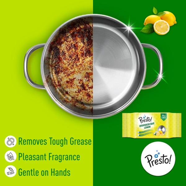 Presto! Dishwash Bar | 200 Gram | 12 count | 4 Bars Each X 3 Pack | Removes Tough Grease | Odour-Free Freshness | Gentle On Hands GROCERY