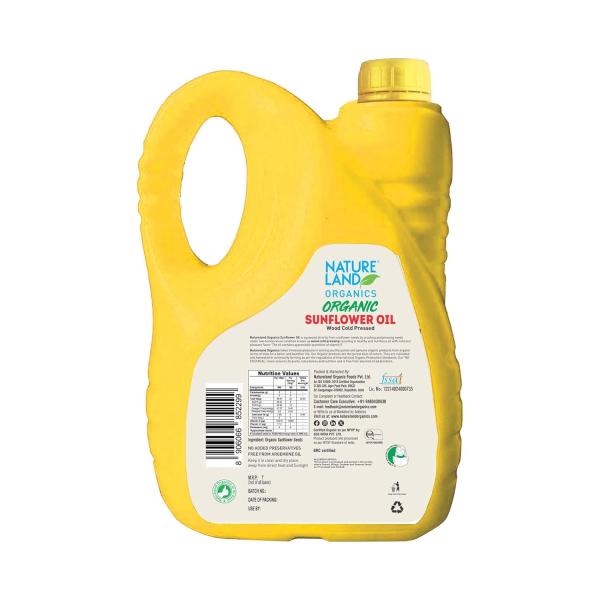 Natureland Organics Sunflower Oil 5 Ltr - Cold Pressed GROCERY