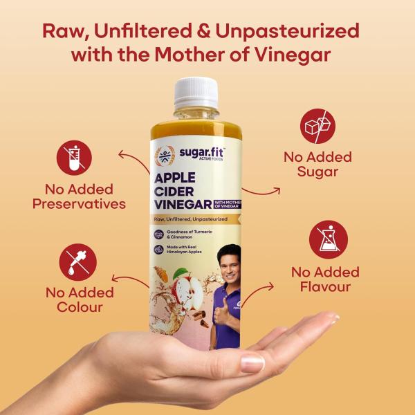 Sugar.fit Apple Cider Vinegar with The Mother raw, unfiltered & unpasteurised ACV Infused with Turmeric grocery