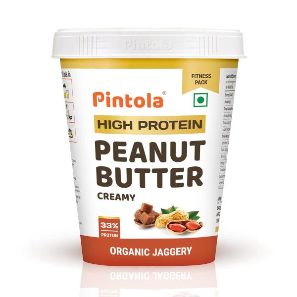Pintola HIGH Protein ORGANIC JAGGERY Peanut Butter Creamy 1kg with 33g  grocery