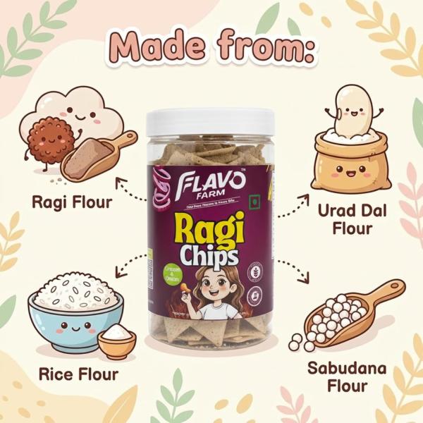 GROCERYGBV  FlavoFarm Ragi Chips – Cream & Onion Flavour 150g grocery