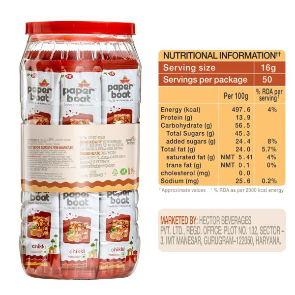 Paper Boat Chikki Jar, Peanut Bar, No Added Preservatives and Colours GROCERY