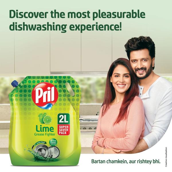 Pril Lime Liquid Dishwash Gel - 2 Litre Pouch  GROCERY