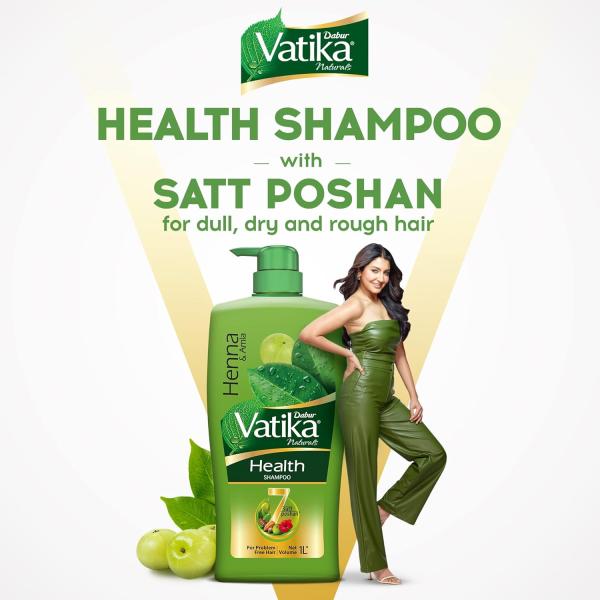Dabur Vatika Naturals Health Shampoo - 640 ml | 7 Natural Herb Extracts | Contains Henna, Amla & Hibiscus grocery
