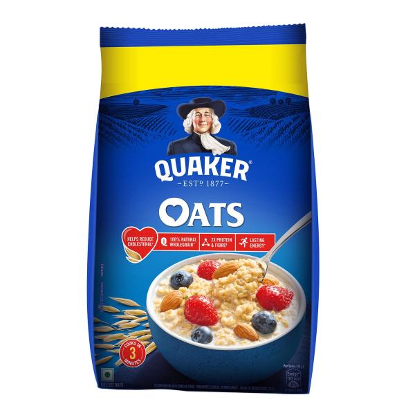 Quaker Oats 1Kg, Rolled Oats Natural Wholegrain, Nutritious Breakfast Cereals, Dalia Porridge, Easy To Cook, Honey