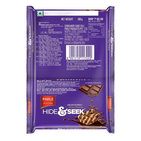 Parle Hide and Seek Chocolate Chip Cookies, 200g grocery
