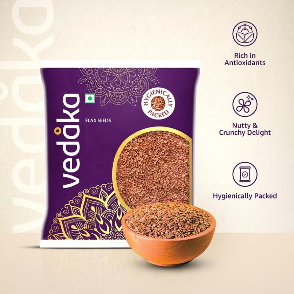 Amazon Brand - Vedaka Raw Flaxseeds | 500 Gram GROCERY