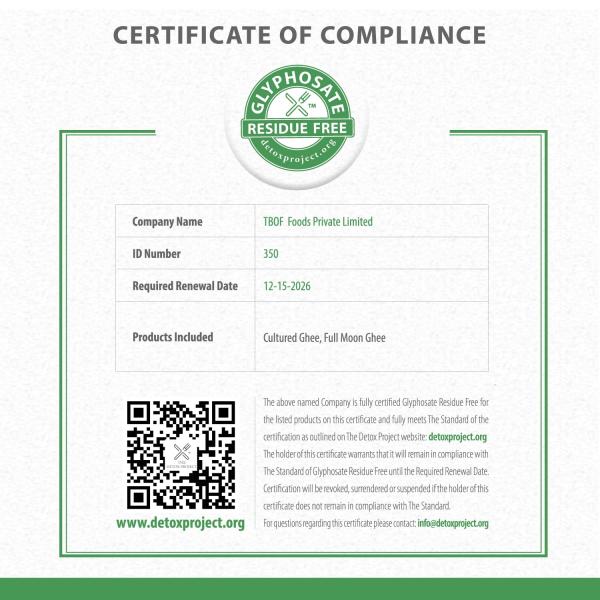 Two Brothers Organic Farms A2 Ghee (500 ml) |Glyphosate free|Free-grazed, Desi Gir Cows GROCERY