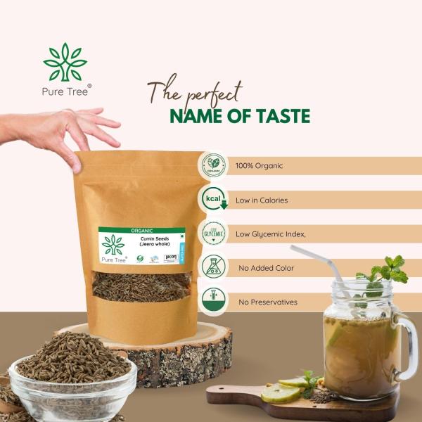 Pure Tree Certified Organic Jeera Seeds | 250 g | Cumin Seeds GROCERY