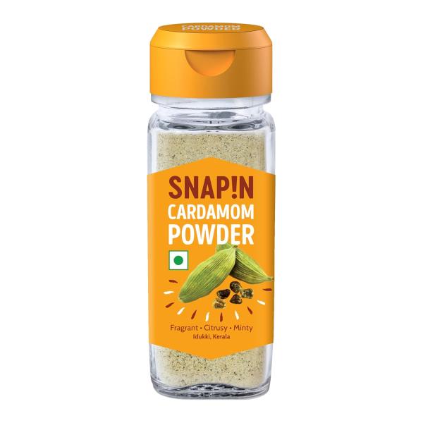 Snapin Cardamom Seed Powder | 45g - Glass Bottle | Elaichi Powder GROCERY