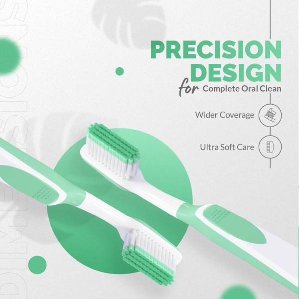 Enshine Advance Clean + Toothbrush Set | Ultra Soft Bristles, Compact Brush Head & Effective Tongue Cleaner | GROCERY