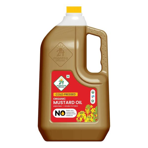 24 Mantra Organic Cold Pressed Mustard Oil, 5 Litres - 100% Organic, Pure & Chemical-Free GROCERY