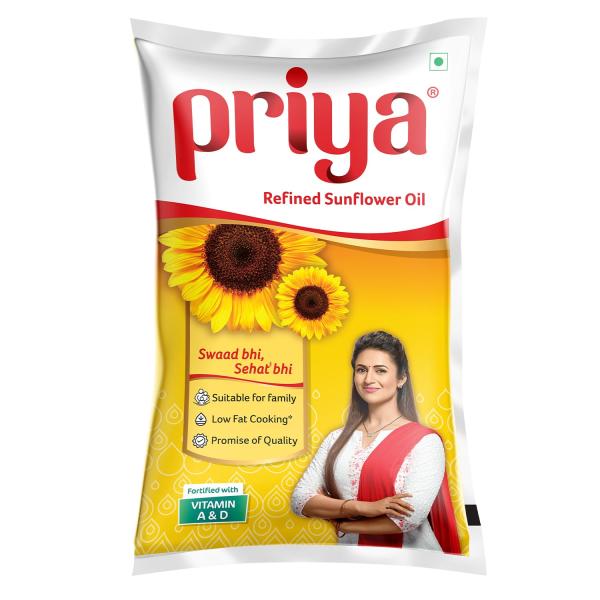Priya Refined Sunflower Oil Pouch 850g GROCERY