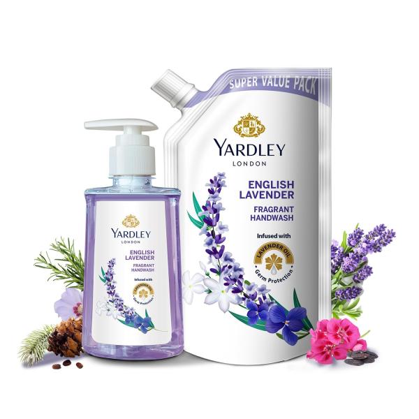 Yardley London English Lavender 650ml Pack of 2 Fragrant Handwash| Infused with Pure Lavender Oil| Germ Protection| For Soft & Fragrant Skin  grocery