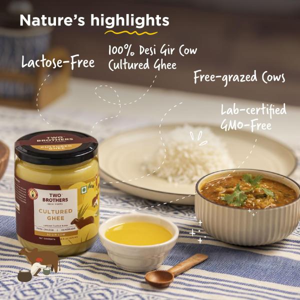 Two Brothers Organic Farms A2 Ghee (500 ml) |Glyphosate free|Free-grazed, Desi Gir Cows| grocery