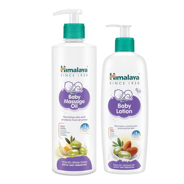 Himalaya Baby Massage Oil (500ml) + Gentle Baby Lotion (400ml) - Combo Set | No.1 Doctor Recommended Brand grocery