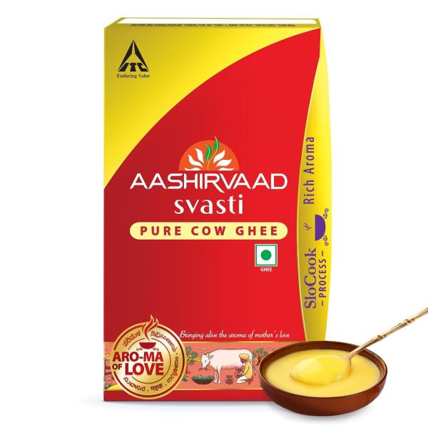 Aashirvaad Pure Cow Ghee, Tetrapack, Rich Aroma, 1L GROCERY
