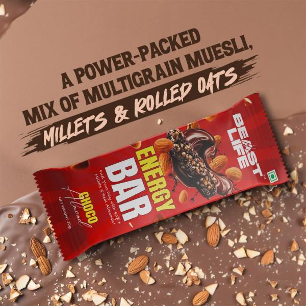 BeastLife Choco Almond Energy/Protein Bar | Multigrain Millet & Oats Energy Bar grocery