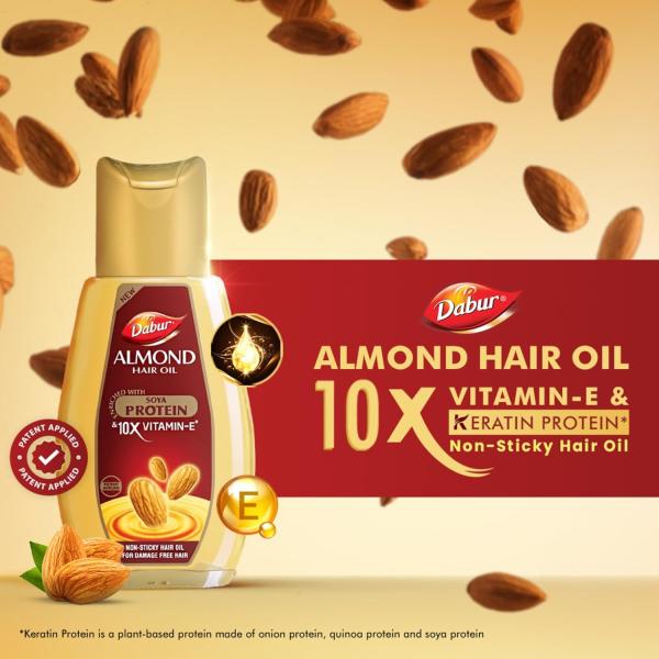 Dabur Almond Hair Oil - 580ml(290ml*2) | Provides Damage Protection | Non Sticky Formula | For Soft & Shiny Hair | With Almonds,  Keratin Protein, Soya Protein & 10X Vitamin E grocery