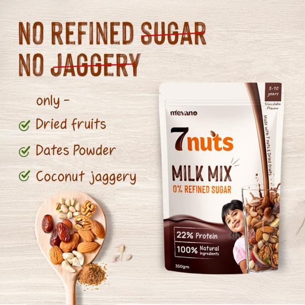 Mevano 7 Nuts Kids Protein Milk Mix Powder | 0 Refined SUGAR, 0 JAGGERY | grocery