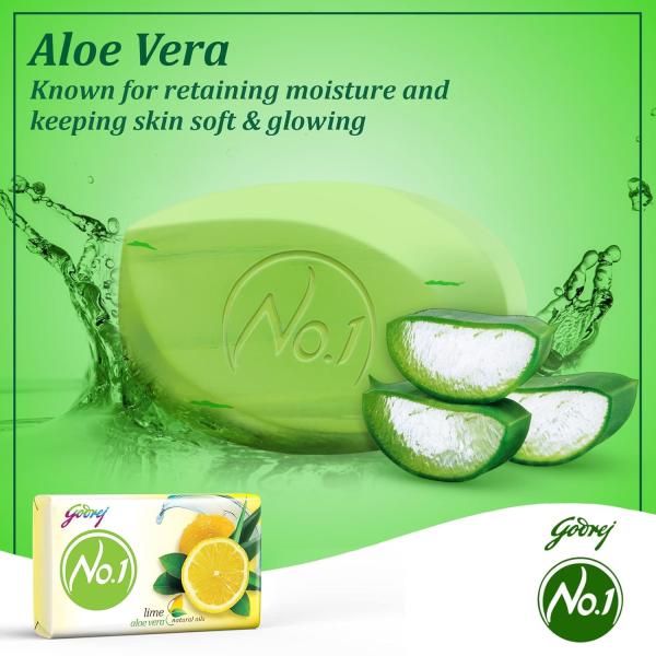 Godrej No.1 Lime & Aloe Vera (150g), Pack of 9 - High TFM (Grade 1 Soap), Long-Lasting Fragrance GROCERY