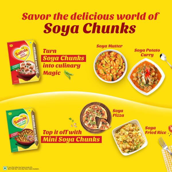 Saffola Soya Chunks, Tender & Juicy, 53% Protein, 1kg GROCERY