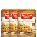 GROCERY Baker Street Cheese Garlic Munch Bites 150g Khari Snacks Items In Fresh Healthy  (PACK OF 3) grocery
