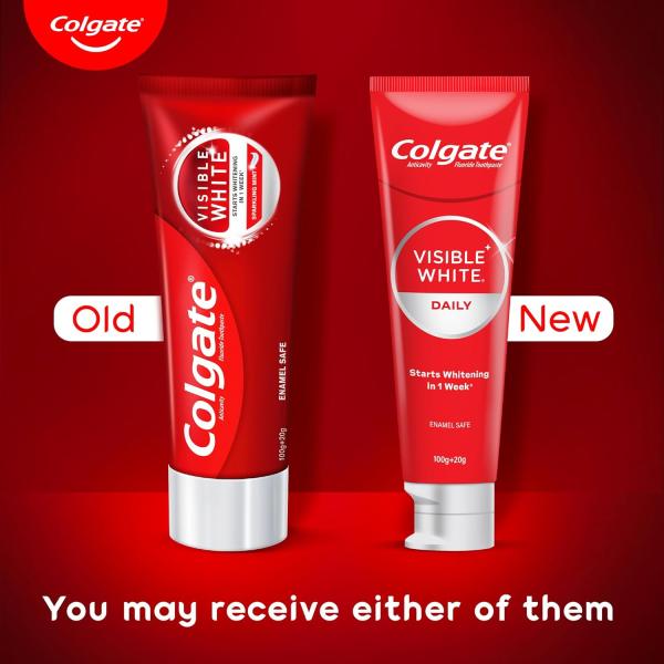 Colgate Visible White Toothpaste, Teeth Whitening Starts in 1 week, Safe on Enamel, Stain Removal Tooth Paste and Minty  GROCERY
