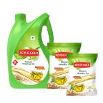 GROCERY Soyug Gold- Pure Refined Soyabean Oil, Best for Daily Kitchen Use (5 Litre Jar + Free 1-1 Litre 2 Pouch) 7 Ltr Combo Offer with Free Carry Bag