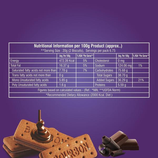 Bakemate Bourbon Cream Biscuit with Chocolate - Combo Pack of 10 (135g Each) | grocery