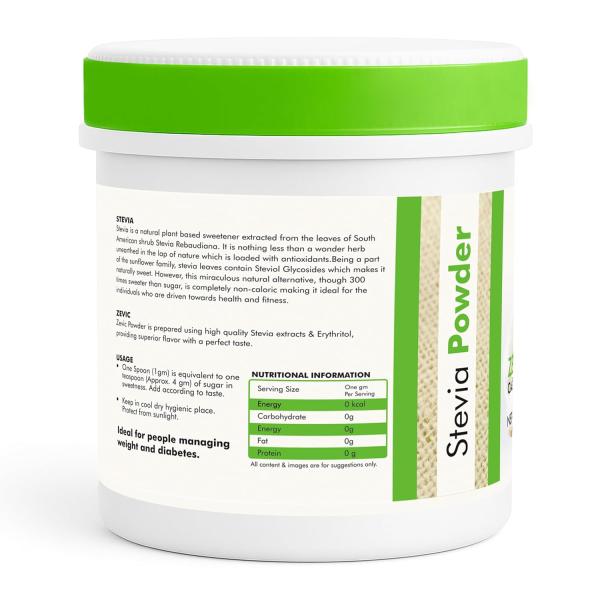 Zevic Stevia Sugar Free White Powder | Zero Calories & Vegan GROCERY