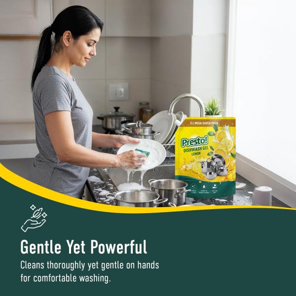 Presto! Dishwash Gel | Lemon | 5 L Refill Value Pack | GROCERY