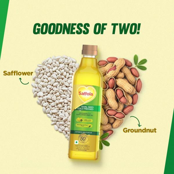 Saffola Cold Pressed Oil, Goodness of 2 - Groundnut & Safflower GROCERY