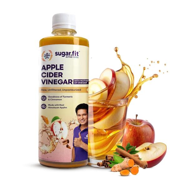 Sugar.fit Apple Cider Vinegar with The Mother raw, unfiltered & unpasteurised ACV Infused with Turmeric grocery