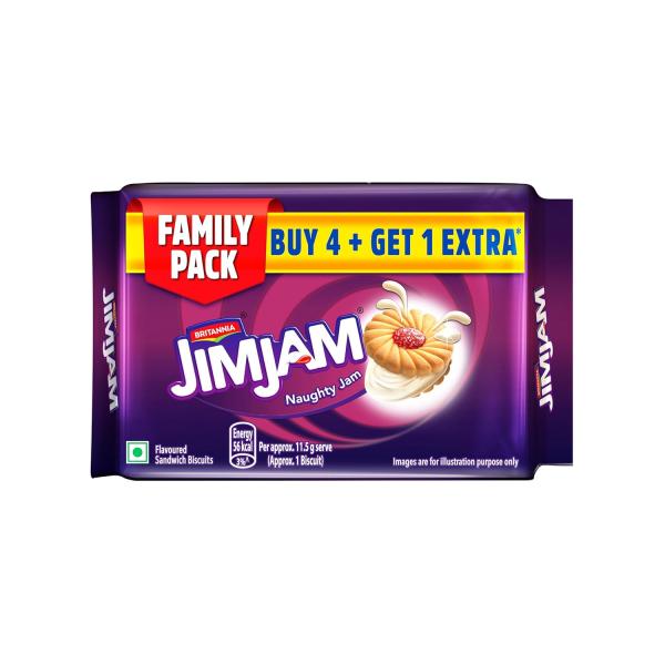 Britannia Treat Jim Jam (4+1) 460g or 500g On Pack Combi grocery
