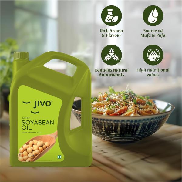 Jivo Cooking Edible Soyabean Oil 5 Litre | High in Omega-6 PUFA grocery