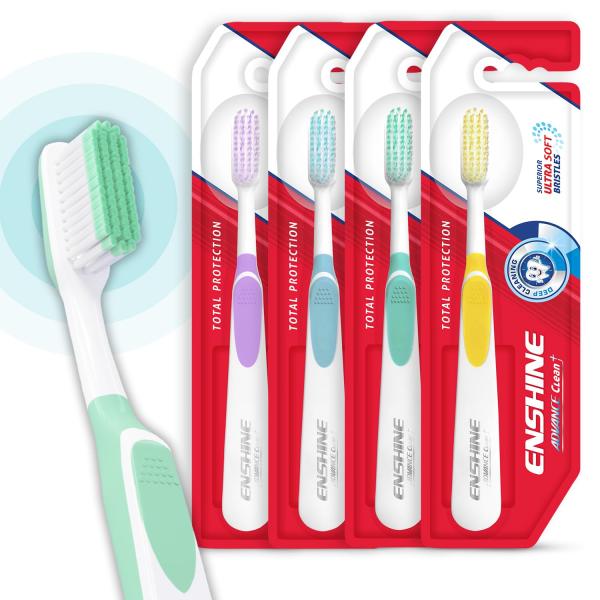 Enshine Advance Clean + Toothbrush Set | Ultra Soft Bristles, Compact Brush Head & Effective Tongue Cleaner | GROCERY
