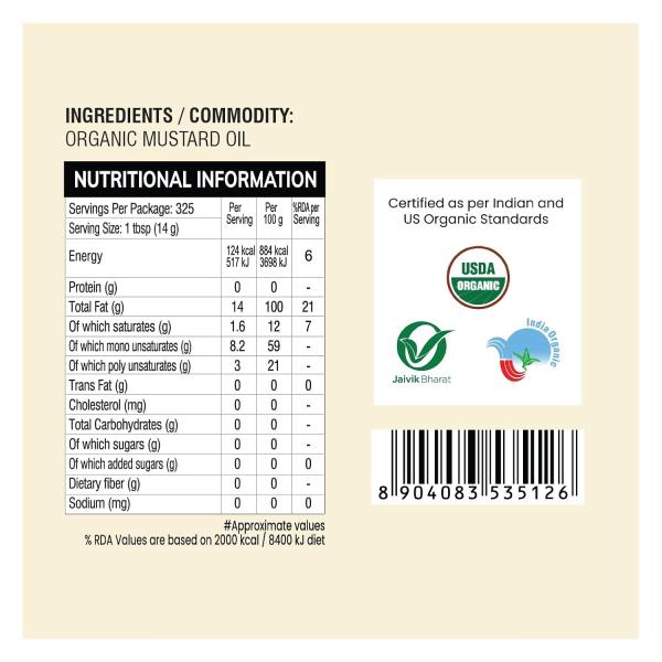 24 Mantra Organic Cold Pressed Mustard Oil, 5 Litres - 100% Organic, Pure & Chemical-Free GROCERY