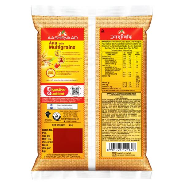 Aashirvaad Atta with Multigrains, 5kg pack, The High Fibre Atta GROCERY