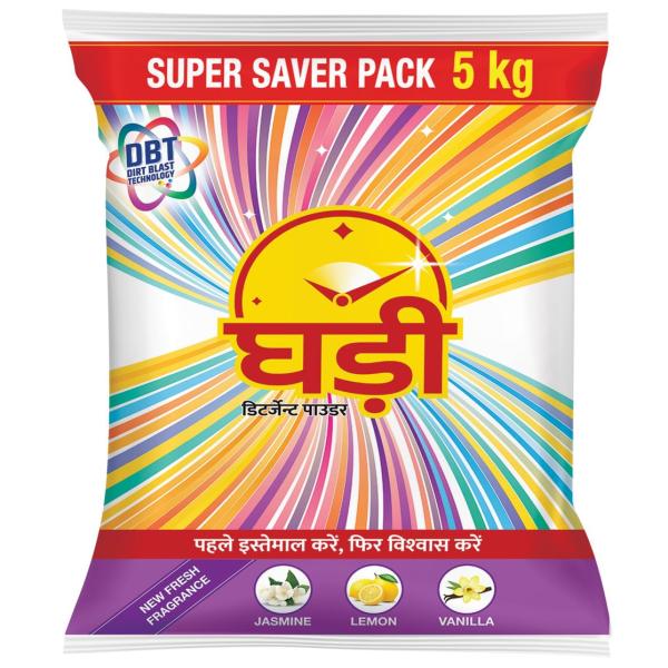 Ghadi Detergent Powder With Advance Dirt Blast Technology Tough Stain Removal & Refreshing Fragrance 5KG