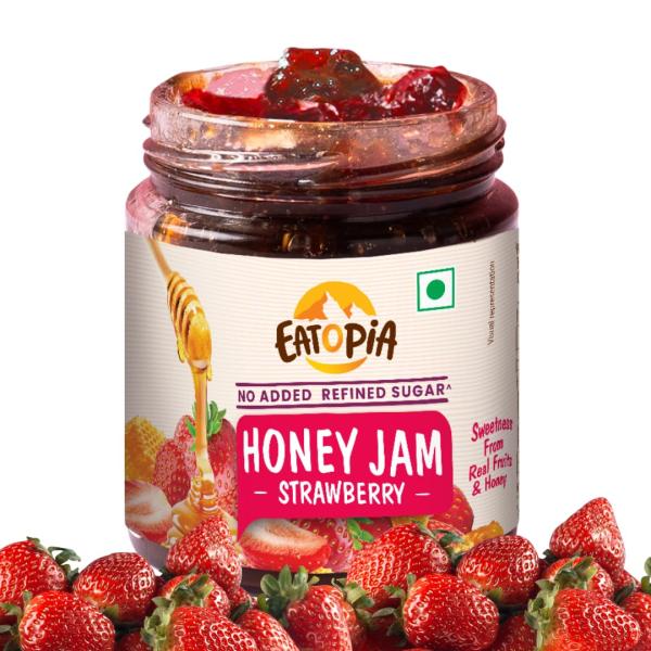 Eatopia Strawberry Honey Jam | 100% Pure & Natural | Healthy Jam for Kids & Adults grocery