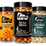 DryYumm (Pack of 3) PUDINA PUNCH, KHATTA MEETHA & PERI PERI MAKHANA - 210g  grocery