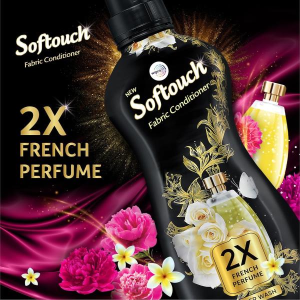 GROCERY Softouch 2X French Perfume 800+210ml Fabric Conditioner with French Rose & Jasmine| After Wash Liquid Fabric Softener with Long-Lasting Fragrance| Suitable for All Clothes