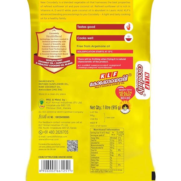 KLF Cocodaily Cooking Oil 1 Liter Pouch - 1 Ltr GROCERY