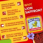 GR OCERY LION BRAND SAFFRON Original Kashmir Lacha Saffron/Kesar/Keshar (Certified Grade A) for Biryani, Beauty, Improved Health and Tilak (Pack of 1 (1gram)) grocery